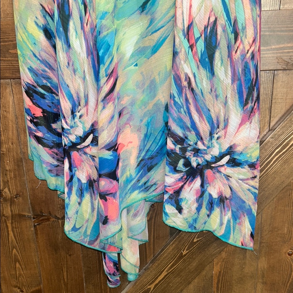 Rabbit Rabbit Rabbit Asymmetrical High-Low Blue and Green Sundress - Picture 3 of 4